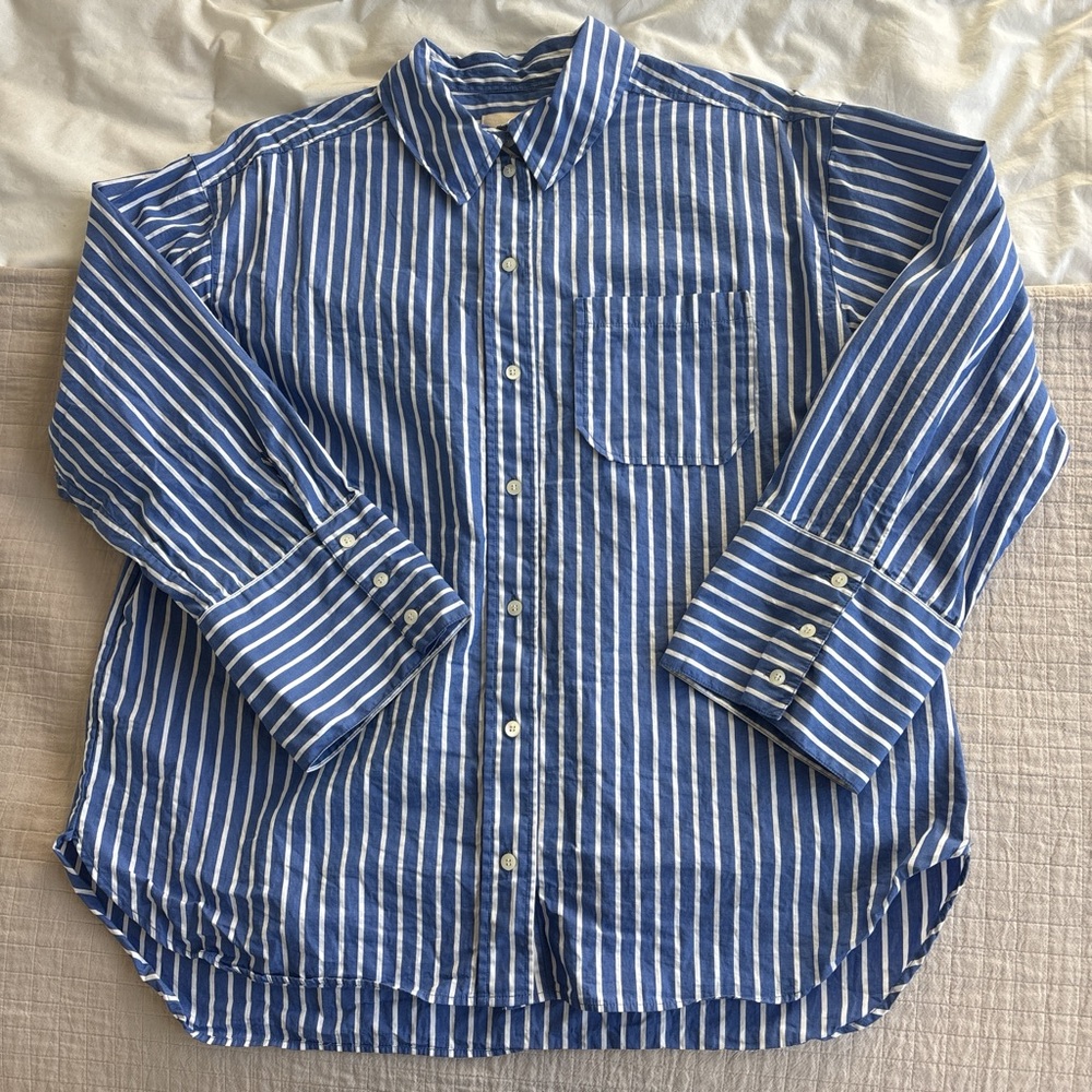 Like New Sézane Bilma Shirt in Blue White Stripes Size 38/6 - Picture 5 of 7